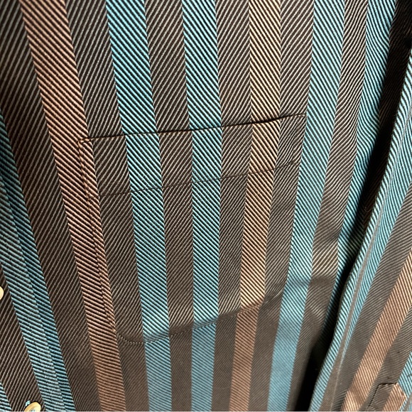 Paul Fredrick XXL Teal Grey Black Long Sleeve Button Up Shirt EUC - Picture 4 of 8